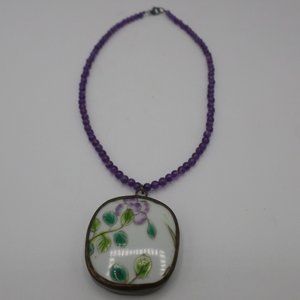 Handmade Necklace Choker Broken Pottery Faux Amethyst Beads